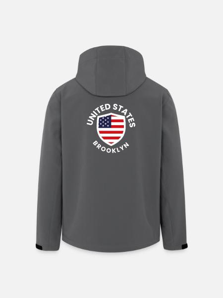 Brooklyn USA Shield avec drapeau - Veste softshell homme en polyester recyclé Stanley/Stella - noir
