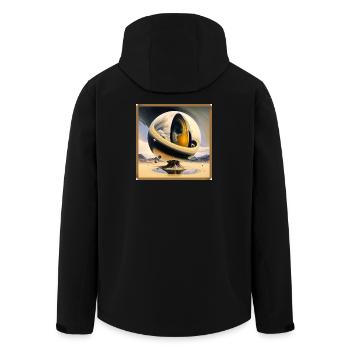 Sphère cosmique au-dessus d’une île déserte surréaliste - Veste softshell homme en polyester recyclé Stanley/Stella - noir - Dos - AI Model Male 185 light (185cm)