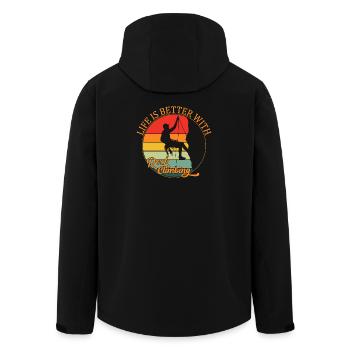 Life is Better with Rock Climbing - Men’s Recycled Softshell Jacket by Stanley/Stella - black - Back - AI Model Male 185 light (185cm)