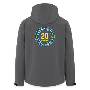 Hörakustiker Jubiläum 20 Jahre 20 jähriges Jubi - Recycelte Männer Softshell-Jacke von Stanley/Stella - Anthrazit - Hinten - AI Model Male 185 light (185cm)