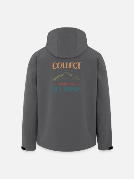 Mountains - Collect Memories Not Things - Men’s Recycled Softshell Jacket by Stanley/Stella - black
