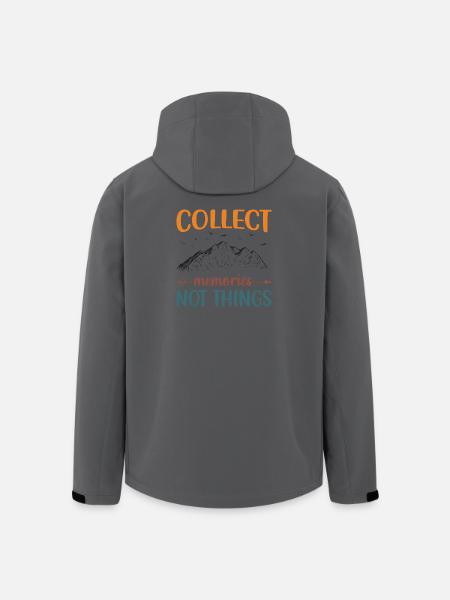 Mountains - Collect Memories Not Things - Men’s Recycled Softshell Jacket by Stanley/Stella - black