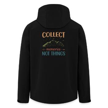 Mountains - Collect Memories Not Things - Men’s Recycled Softshell Jacket by Stanley/Stella - black - Back - AI Model Male 185 light (185cm)
