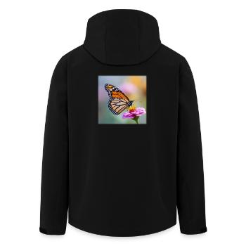 Monarch Butterfly on Verbena Macro - Men’s Recycled Softshell Jacket by Stanley/Stella - black - Back - AI Model Male 185 light (185cm)