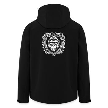 Chimpanzee in coat of arms layout - Men’s Recycled Softshell Jacket by Stanley/Stella - black - Back - AI Model Male 185 light (185cm)