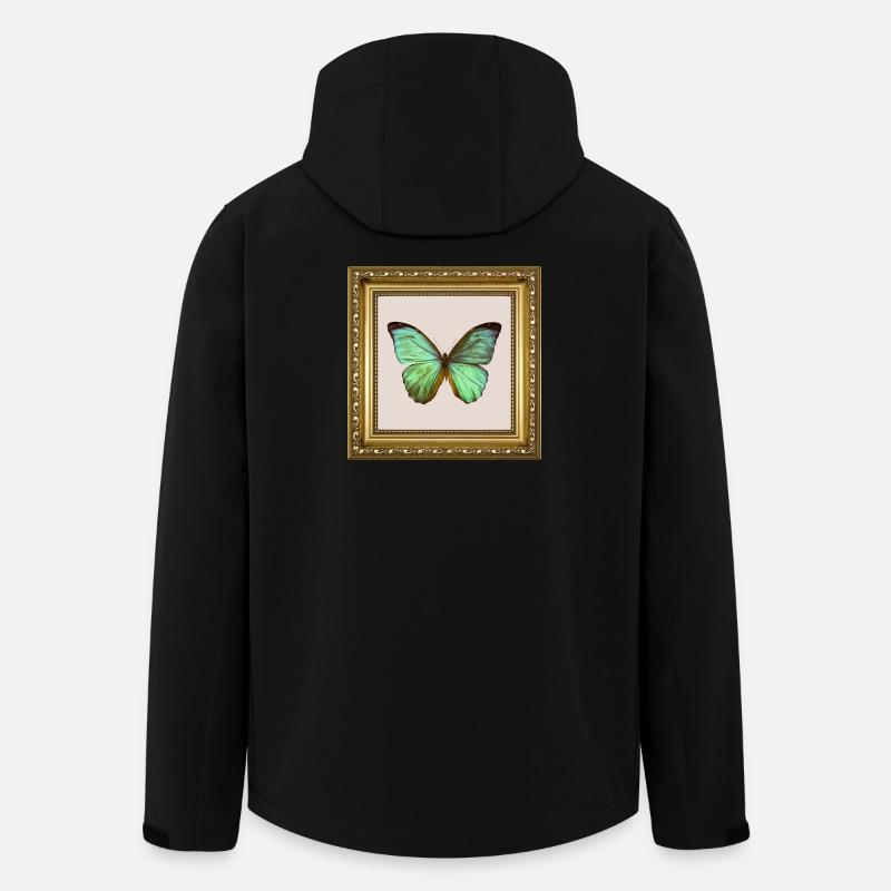 Smaragd-Schmetterling im goldenen Rahmen - Recycelte Männer Softshell-Jacke von Stanley/Stella - Schwarz