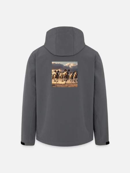Hyenas Group Wildlife Savannah - Men’s Recycled Softshell Jacket by Stanley/Stella - black