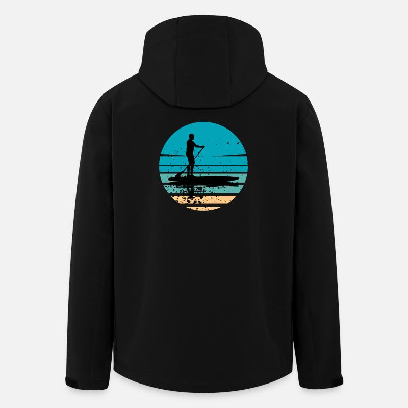 Paddleboard mit maritimer Atmosphäre im Retro-Stil - Recycelte Männer Softshell-Jacke von Stanley/Stella - Schwarz