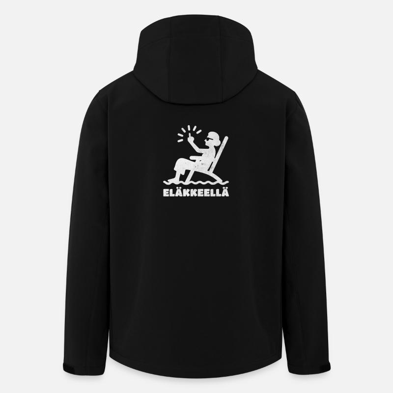 Im Ruhestand – Oma im Strandstuhl - Recycelte Männer Softshell-Jacke von Stanley/Stella - Schwarz