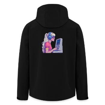 Retro Gamer Girl im Neonstil - Recycelte Männer Softshell-Jacke von Stanley/Stella - Schwarz - Hinten - AI Model Male 185 light (185cm)