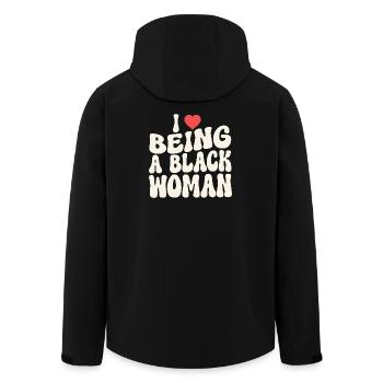 Déclaration d’identité de la fière femme noire - Veste softshell homme en polyester recyclé Stanley/Stella - noir - Dos - AI Model Male 185 light (185cm)