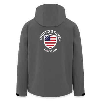Oregon Shield with USA Flag - Men’s Recycled Softshell Jacket by Stanley/Stella - anthracite - Back - AI Model Male 185 light (185cm)