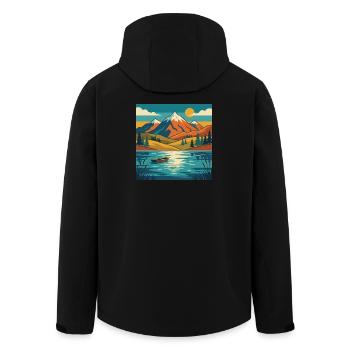 Bergsee-Dämmerung - Recycelte Männer Softshell-Jacke von Stanley/Stella - Schwarz - Hinten - AI Model Male 185 light (185cm)