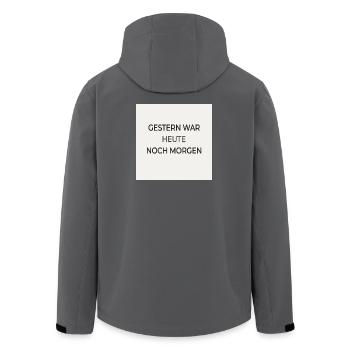 Yesterday Was Today Still Tomorrow – Typography Poster - Men’s Recycled Softshell Jacket by Stanley/Stella - anthracite - Back - AI Model Male 185 light (185cm)