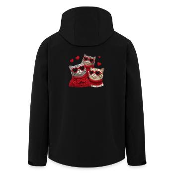 Valentins Katzen Mit Herzbrillen Und Pullis - Recycelte Männer Softshell-Jacke von Stanley/Stella - Schwarz - Hinten - AI Model Male 185 light (185cm)