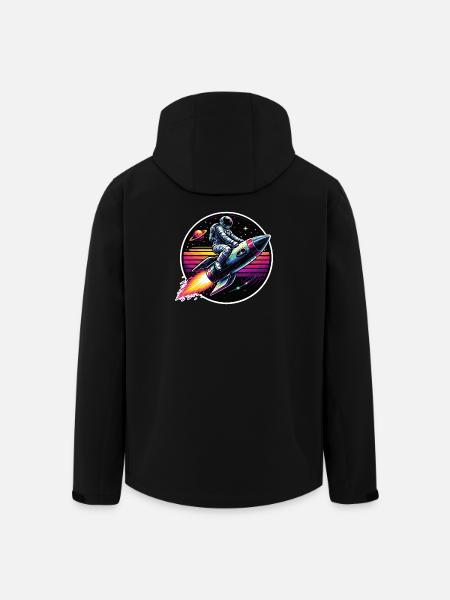 Astronaut on rocket in retro sunset - Men’s Recycled Softshell Jacket by Stanley/Stella - black