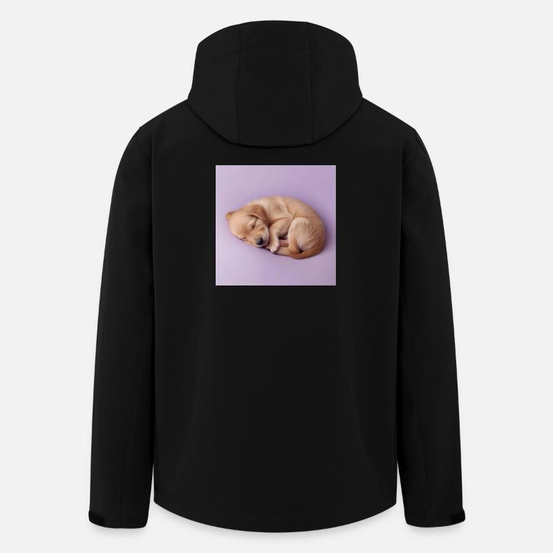 Chiot endormi sur fond lilas - Veste softshell homme en polyester recyclé Stanley/Stella - noir