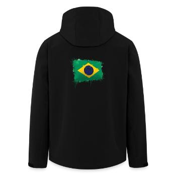 Brazil Flag Art - Brazil Waving Flag Design - Men’s Recycled Softshell Jacket by Stanley/Stella - black - Back - AI Model Male 185 light (185cm)