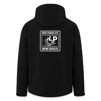 Wheelchair users – My parking space – My rules - Men’s Recycled Softshell Jacket by Stanley/Stella - black - Back - AI Model Male 185 light (185cm)