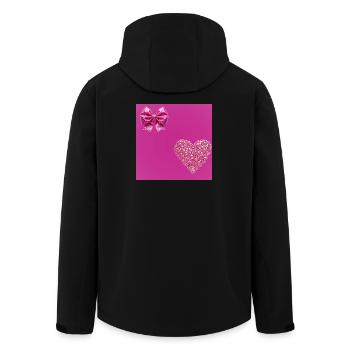 Glitter Heart & Bow Pink Romance - Men’s Recycled Softshell Jacket by Stanley/Stella - black - Back - AI Model Male 185 light (185cm)