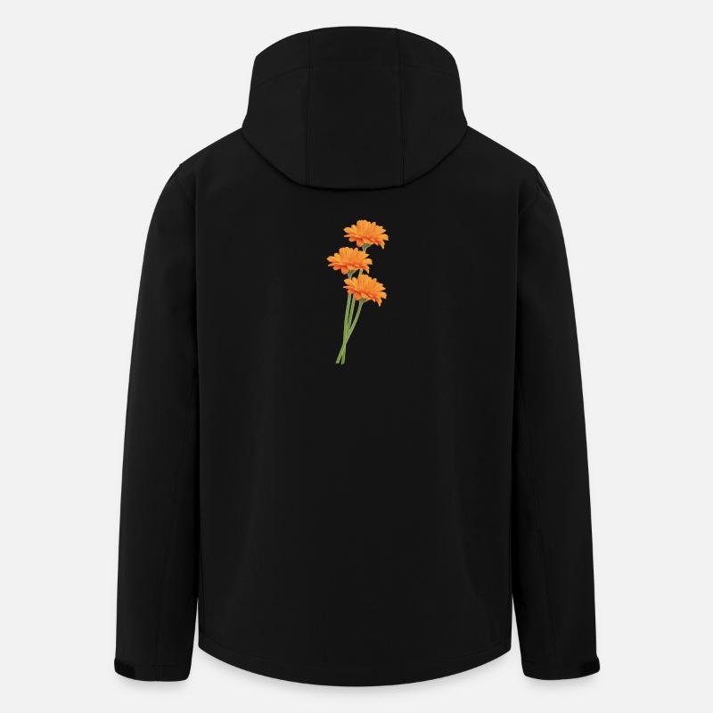 Orange Gerbera Trio - Veste softshell homme en polyester recyclé Stanley/Stella - noir