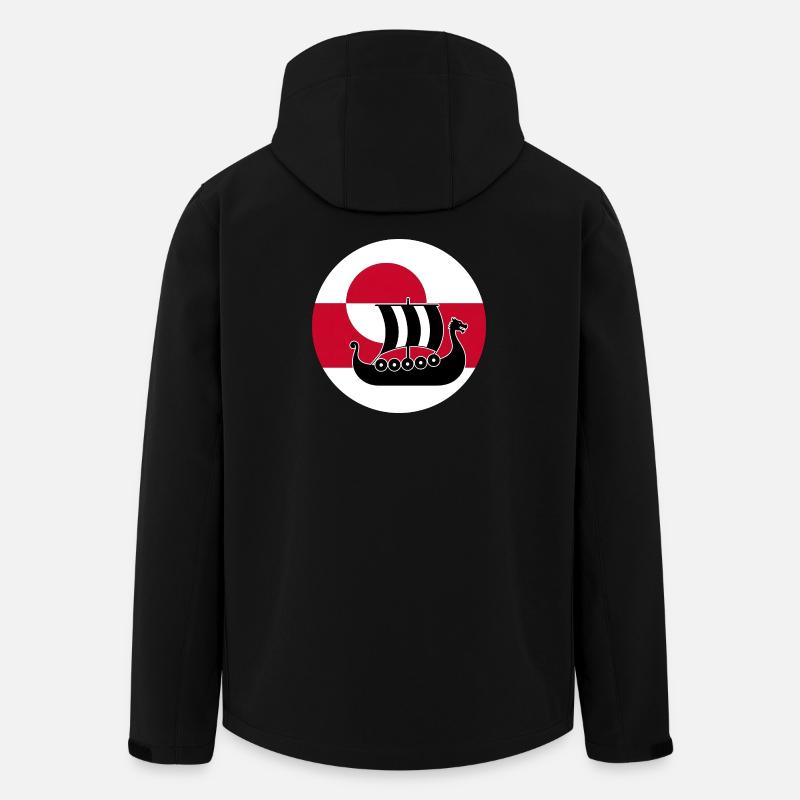 Langschiff-Design der grönländischen Flagge - Recycelte Männer Softshell-Jacke von Stanley/Stella - Schwarz