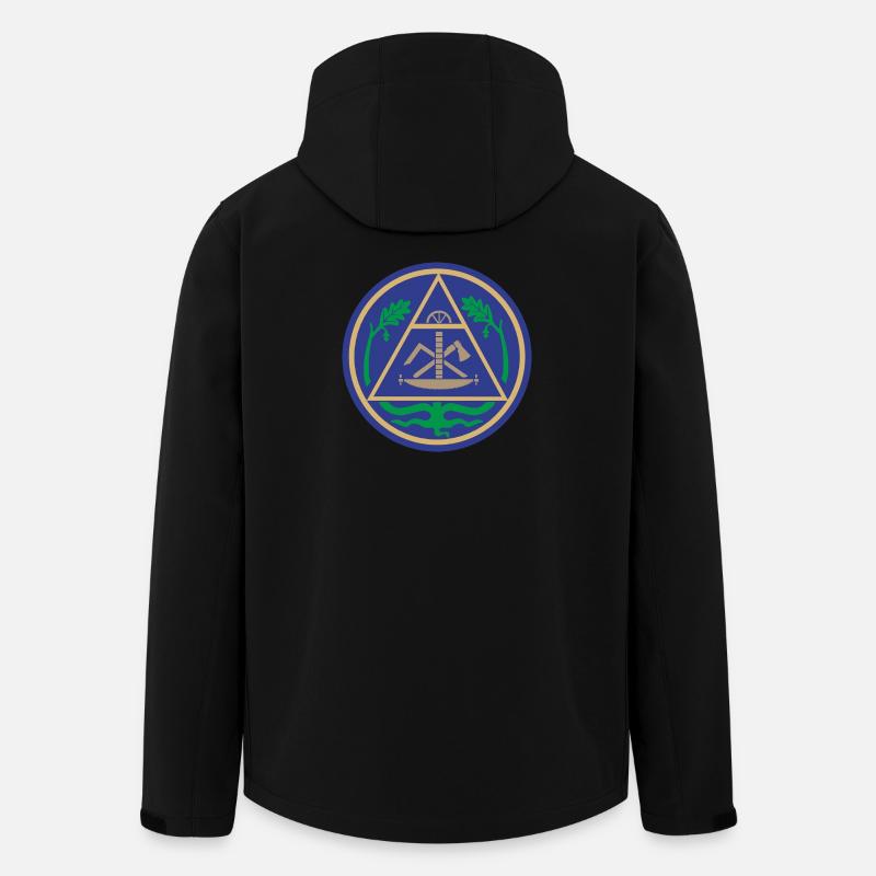 51195_Zimmerer Emblème géométrique du triangle - Veste softshell homme en polyester recyclé Stanley/Stella - noir