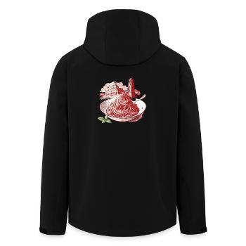 Römische Pasta trifft Landmarken - Recycelte Männer Softshell-Jacke von Stanley/Stella - Schwarz - Hinten - AI Model Male 185 light (185cm)