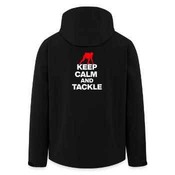 KEEP CALM AND TACKLE! FOOTBALL FAN GESCHENK USA rw - Recycelte Männer Softshell-Jacke von Stanley/Stella - Schwarz - Hinten - AI Model Male 185 light (185cm)
