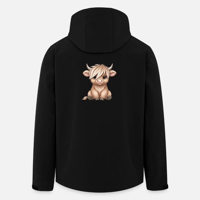Kuhbaby mit Langhaar Cartoon - Recycelte Männer Softshell-Jacke von Stanley/Stella - Schwarz