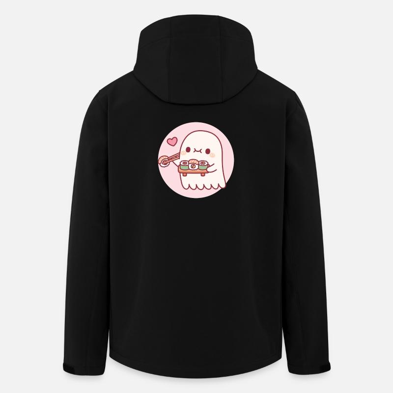 Cute Little Ghost Loves Sushi Rolls - Men’s Recycled Softshell Jacket by Stanley/Stella - black
