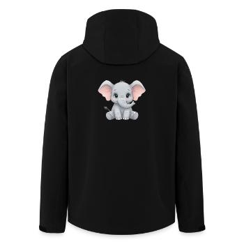 Cuddly baby elephant cartoon - Men’s Recycled Softshell Jacket by Stanley/Stella - black - Back - AI Model Male 185 light (185cm)