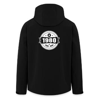 1980 round EMBLEM white - Men’s Recycled Softshell Jacket by Stanley/Stella - black - Back - AI Model Male 185 light (185cm)