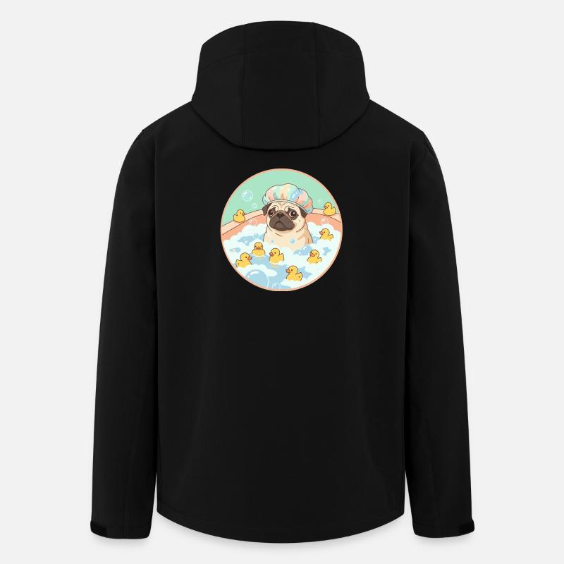 Mopps beim Badespaß - Recycelte Männer Softshell-Jacke von Stanley/Stella - Schwarz