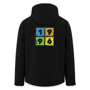 30. Geburtstag Farbige Patches since 03/1996 - Men’s Recycled Softshell Jacket by Stanley/Stella - black - Back - AI Model Male 185 light (185cm)