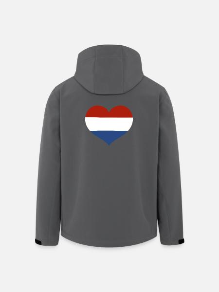 Netherlands Flag Heart - Men’s Recycled Softshell Jacket by Stanley/Stella - black