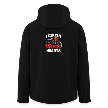 Valentines Day I Crush Hearts Bear Monster Truck - Men’s Recycled Softshell Jacket by Stanley/Stella - black - Back - AI Model Male 185 light (185cm)