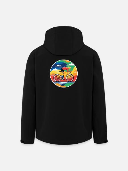 Bunter Radfahrer Rundbild - Recycelte Männer Softshell-Jacke von Stanley/Stella - Schwarz