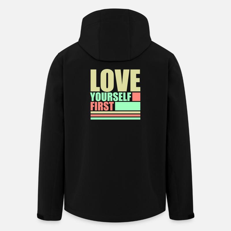 Love Yourself First Selbstliebe Selbstfürsorge - Recycelte Männer Softshell-Jacke von Stanley/Stella - Schwarz
