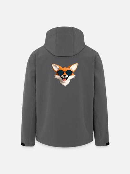 Fröhlicher Fuchs mit Sonnenbrille - Recycelte Männer Softshell-Jacke von Stanley/Stella - Schwarz