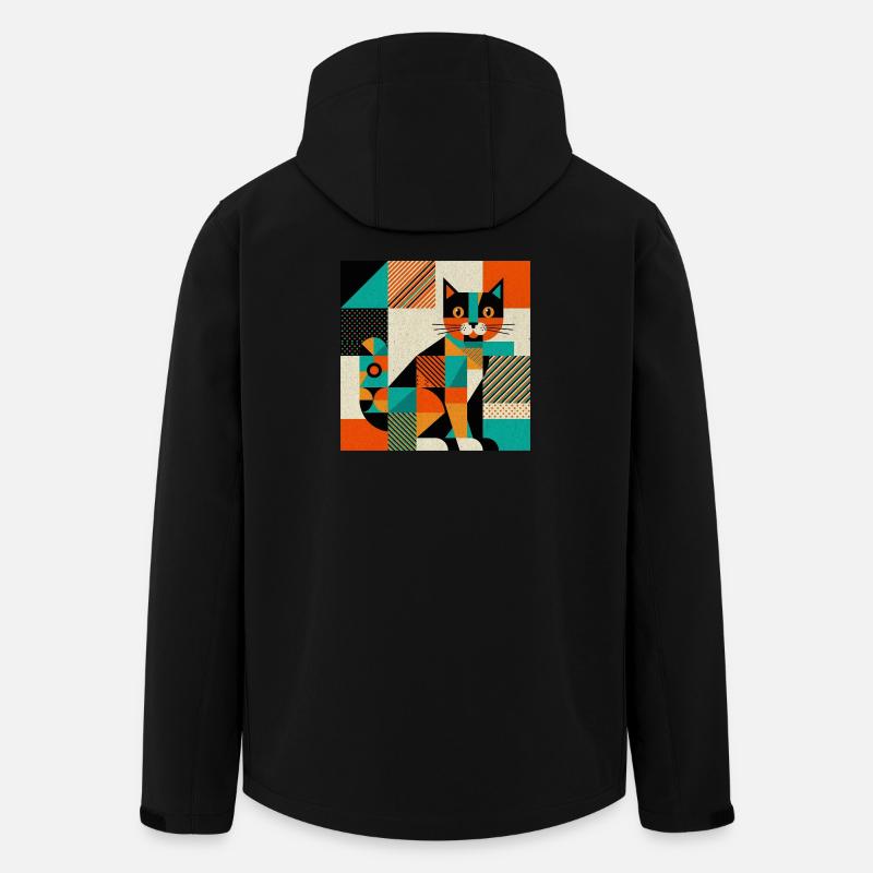 Geometrische Katzensilhouette - Recycelte Männer Softshell-Jacke von Stanley/Stella - Schwarz