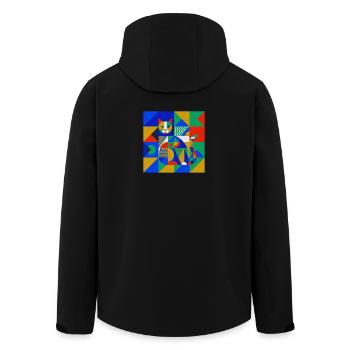 Geometrische Katzenmosaik - Recycelte Männer Softshell-Jacke von Stanley/Stella - Schwarz - Hinten - AI Model Male 185 light (185cm)