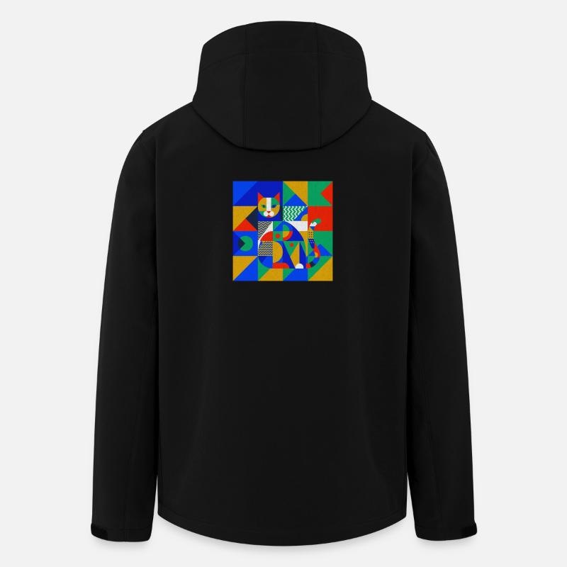 Geometrische Katzenmosaik - Recycelte Männer Softshell-Jacke von Stanley/Stella - Schwarz