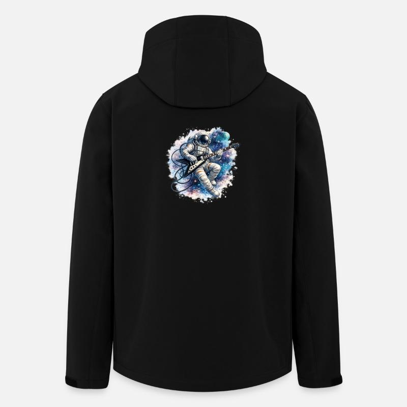 Guitare d’astronaute dans l’aquarelle spatiale - Veste softshell homme en polyester recyclé Stanley/Stella - noir