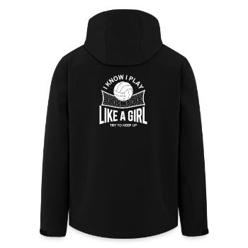 Citation de joue comme une fille de volley-ball - Veste softshell homme en polyester recyclé Stanley/Stella - noir - Dos - AI Model Male 185 light (185cm)