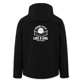 Citation de joue comme une fille de volley-ball - Veste softshell homme en polyester recyclé Stanley/Stella - noir - Dos - AI Model Male 185 light (185cm)