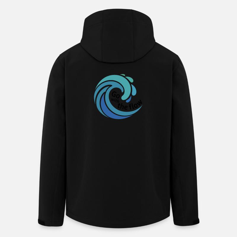 Go with the Flow Wave Art - Men’s Recycled Softshell Jacket by Stanley/Stella - black