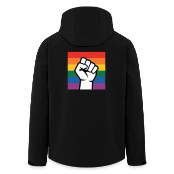 Antifa Fist - Antifascist Merch - Men’s Recycled Softshell Jacket by Stanley/Stella - black - Back - AI Model Male 185 light (185cm)