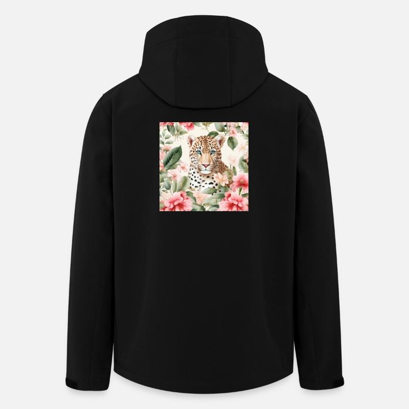 Aquarell-Blütenleopard - Recycelte Männer Softshell-Jacke von Stanley/Stella - Schwarz