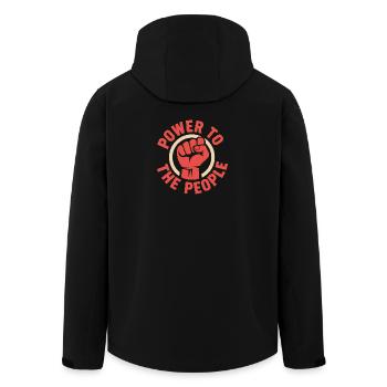 Macht dem Volk – Sozialistischer Antifa Tee - Recycelte Männer Softshell-Jacke von Stanley/Stella - Schwarz - Hinten - AI Model Male 185 light (185cm)
